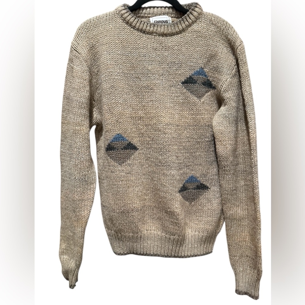 ❄️Vintage Campus Knit Sweater | Made in USA | 90s Geo Pattern | Size L